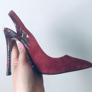 Zara suede and snakeskin heels